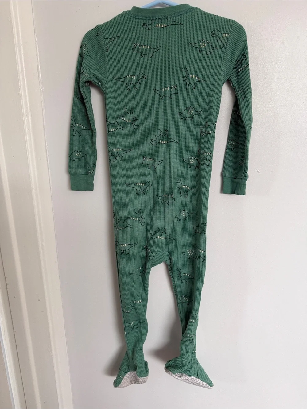 Carter's Green Dinosaur Waffle-Knit Footed One-Piece size 2T